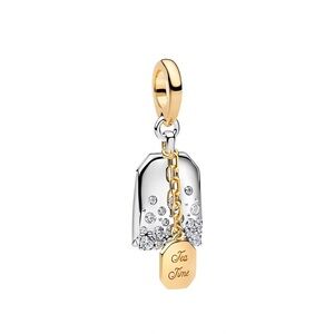 Two Toned Gold and Silver Tea Time Tea Bag Dangle Charm